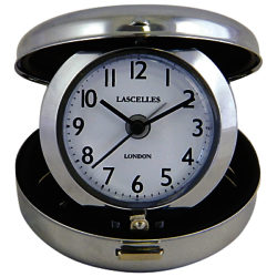 Roger Lascelles Compact Travel Alarm, Silver, Dia. 7cm